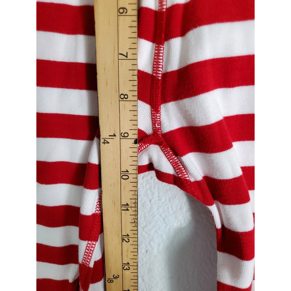Hanna Andersson Pajama Set Kid 140 US 10 Holiday Deer Long John Red White Stripe - Picture 9 of 14